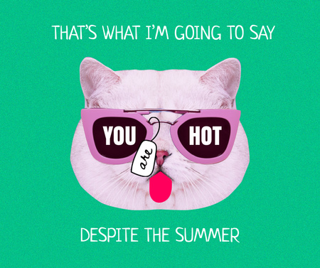 Szablon projektu zabawny ładny kot w okularach przeciwsłonecznych pokazując język Facebook