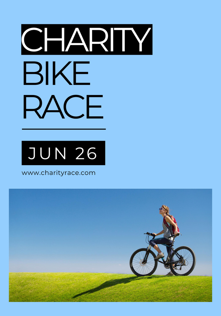 Ontwerpsjabloon van Poster 28x40in van Charity Bike Ride Announcement with Active Woman