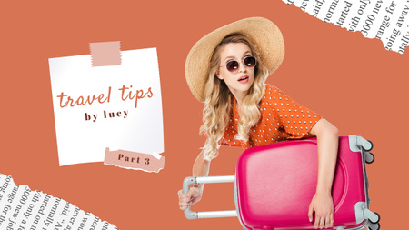 Travel Tips With Woman Youtube Thumbnail Design Template