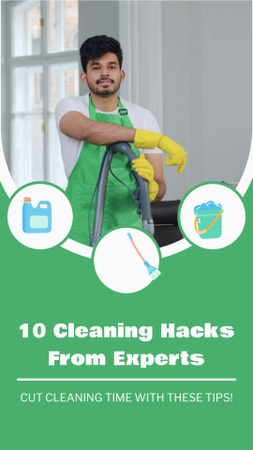 Helpful Set Of Cleaning Hacks With Vacuum Cleaner TikTok Video Design Template
