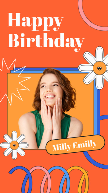 Template di design Greetings on Birthday on Bright Orange Background Instagram Story
