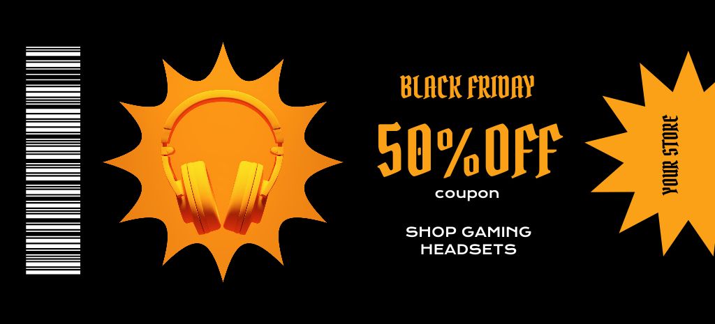 Template di design Electronics Sale on Black Friday with Headphones Coupon 3.75x8.25in