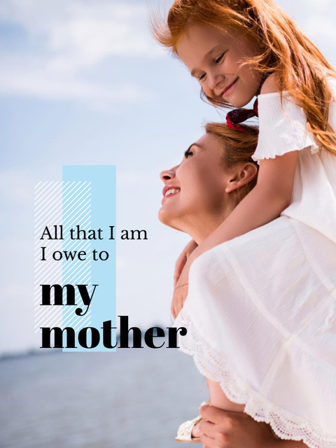 Parenthood Quote with Happy Mother and Daughter Poster US tervezősablon