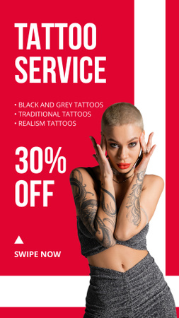 Különféle tetoválási szolgáltatások kedvezménnyel Instagram Story tervezősablon