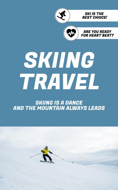 Skiing Travel Promotion With Snowy Mountains Book Cover Πρότυπο σχεδίασης