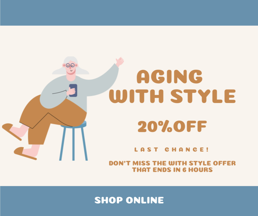 Designvorlage Fashion Aging Style With Discount für Facebook
