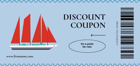 Yacht Rent Discount with Sailboat Coupon Din Large Design Template