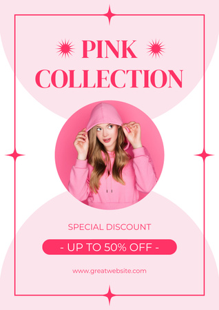 Pink Collection of Casual Clothes for Young Women Poster Design Template
