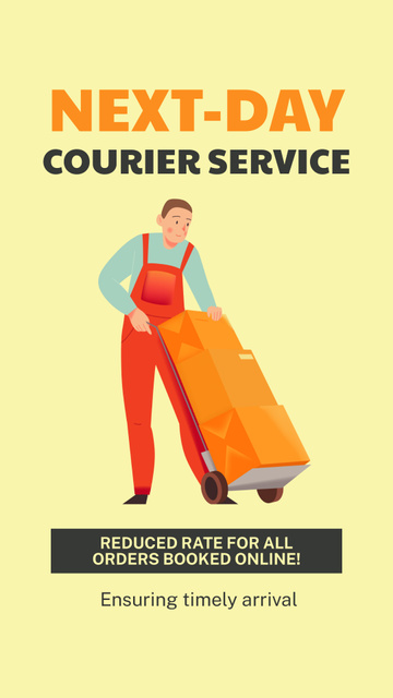 Next-Day Courier Services Ad on Yellow Instagram Story – шаблон для дизайну