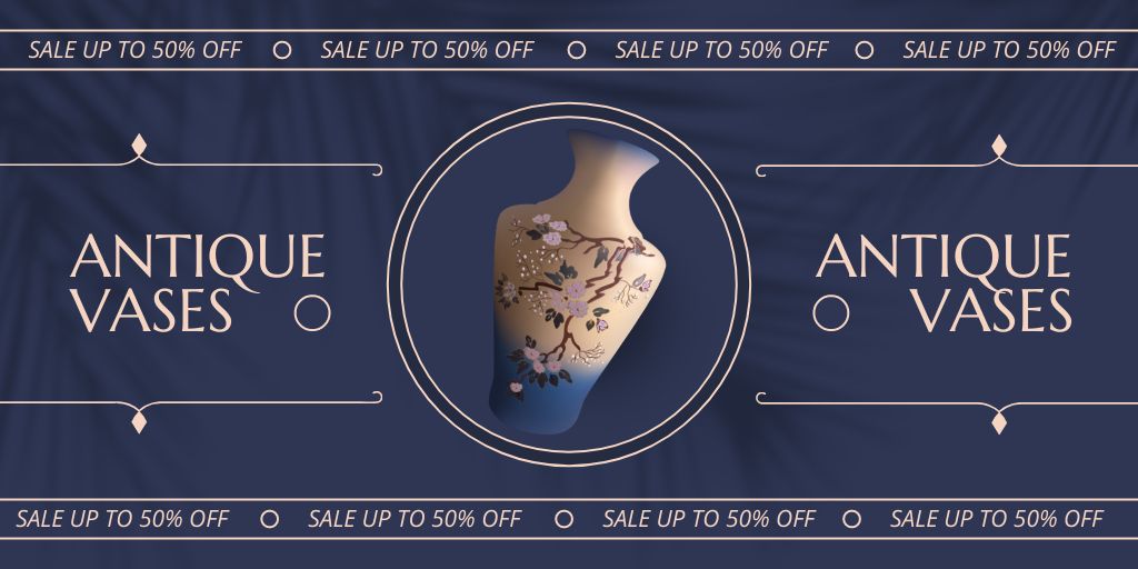 Ontwerpsjabloon van Twitter van Antique Painted Vases At Discounted Rates Offer