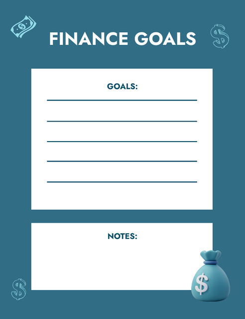Notes for Finance Goals Notepad 107x139mmデザインテンプレート