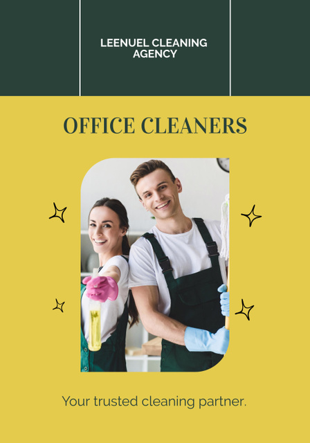 Office Cleaning Offer with Personnel Poster 28x40in Design Template