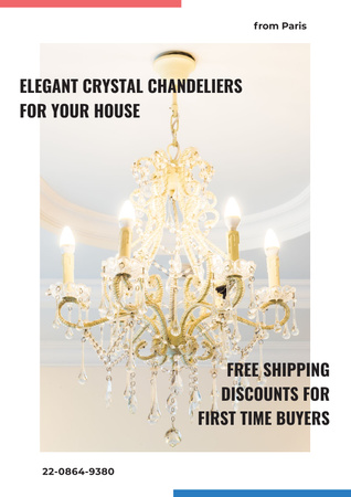 Ontwerpsjabloon van Poster van Elegant crystal Chandeliers Shop