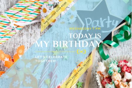 Ontwerpsjabloon van Gift Certificate van Birthday Party Invitation with Bows and Ribbons