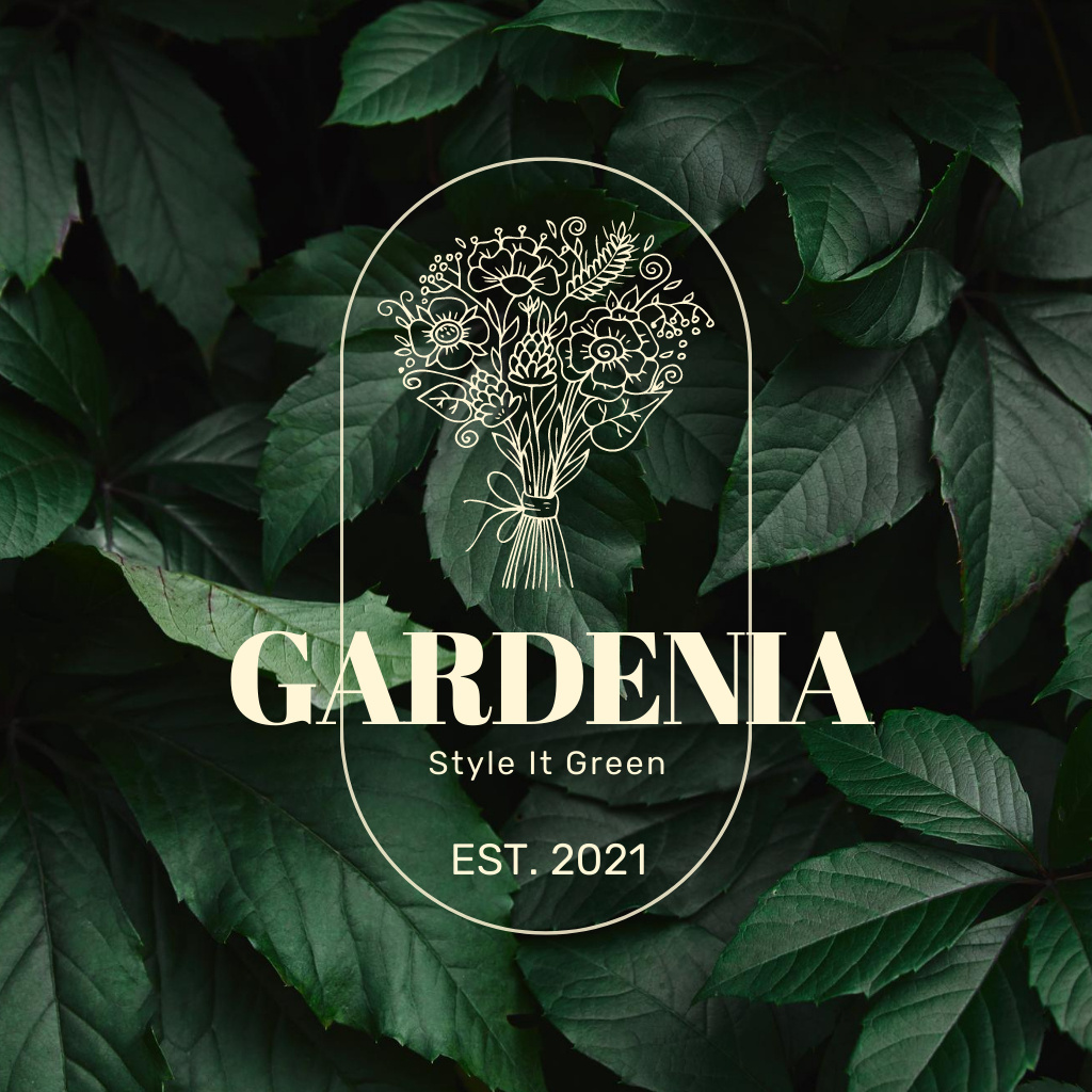 Flower Shop Ad with Beautiful Plant Leaves Logo Šablona návrhu