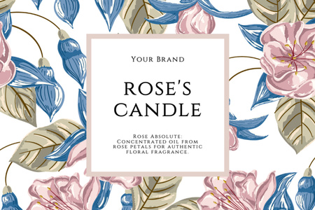 Natural Candles With Rose Petals Scent Label Design Template