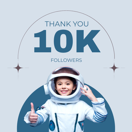 The Girl Astronaut Points Her Finger Up Instagram Design Template