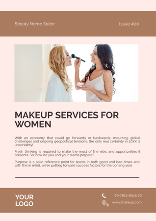 Kadınlar İçin Makyaj Hizmetleri Teklifi Newsletter Tasarım Şablonu