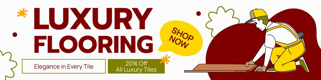 Luxury Flooring Service Ad with Repairman Twitter Modelo de Design