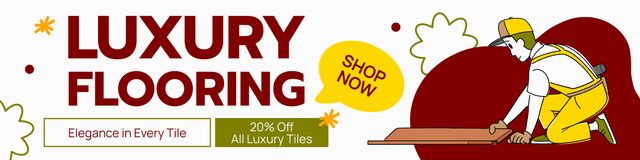 Luxury Flooring Service Ad with Repairman Twitter Modelo de Design