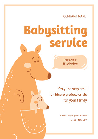 Plantilla de diseño de Babysitting Services Ad with Cute Kangaroos Poster A3 