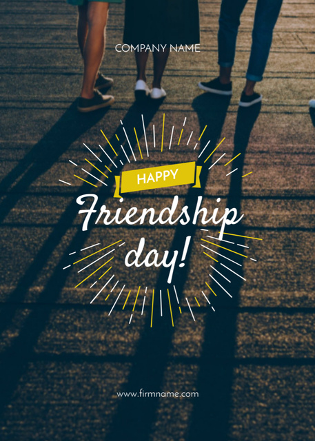 Friendship Day Greeting with Young People having Fun on Roof Postcard 5x7in Vertical Design Template