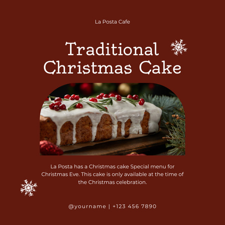 伝統的なクリスマスケーキ Instagramデザインテンプレート
