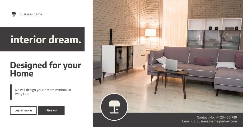 Ad of Dream Interior with Stylish Room Facebook AD Modelo de Design