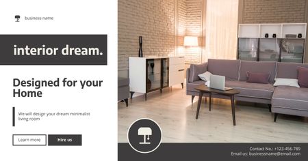 Mainos Dream Interiorista ja tyylikkäästä huoneesta Facebook AD Design Template
