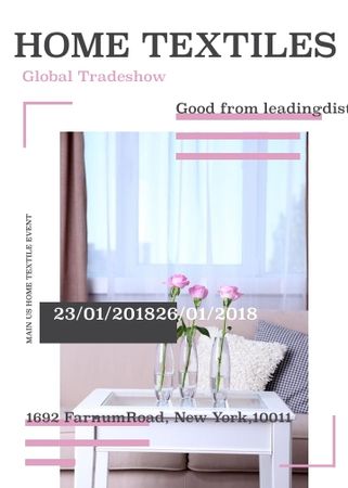 Home textiles event announcement roses in Interior Invitation Tasarım Şablonu