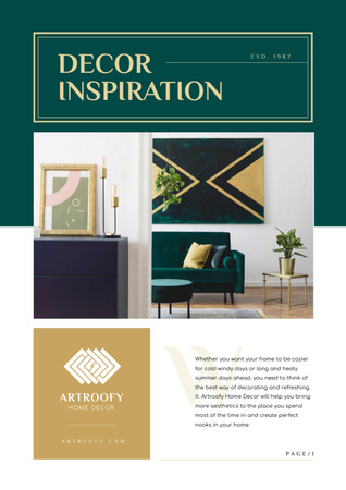 Plantilla de diseño de Inspiración de decoración con hogar acogedor Newsletter 