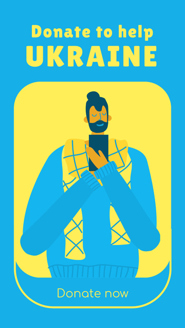 Designvorlage Donate to Help Ukraine with Man in Blue für Instagram Story