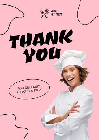 Discount Offer on Chef's Stew Postcard A6 Vertical Tasarım Şablonu