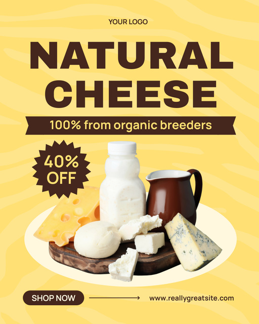Offer Discounts on Natural Cheeses from Farm Instagram Post Vertical Modelo de Design