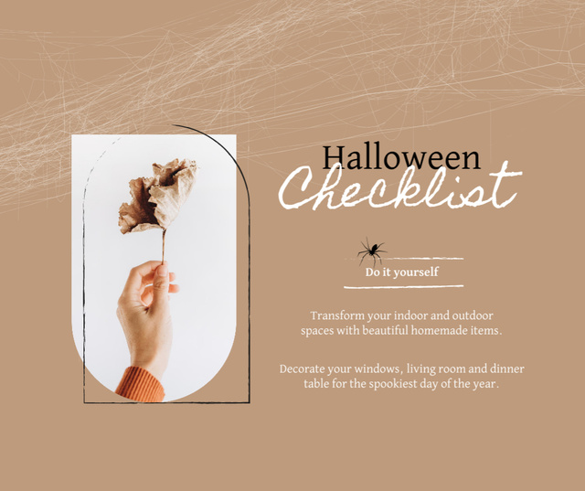 Halloween Preparation with Autumn Leaf in Hand Facebook Modelo de Design