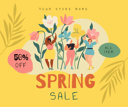 Designvorlage Bright Women's Spring Sale Announcement für Facebook