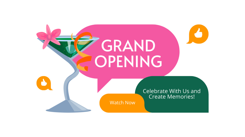 Exquisite Cocktail And Grand Opening Ceremony Announcement Youtube Thumbnail Design Template