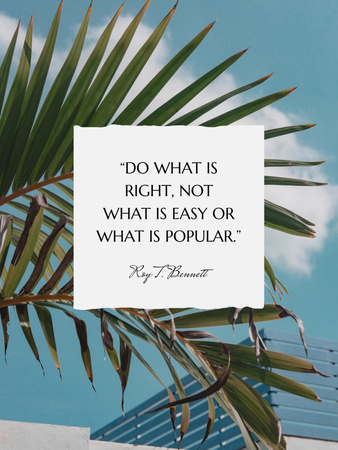 Inspirational quote on Tropical plant Poster US Design Template