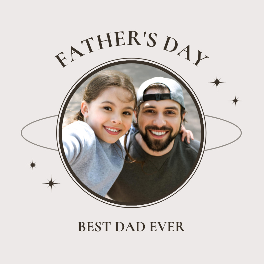 Father's Day Congratulation with Happy Dad and Daughter Instagram Tasarım Şablonu