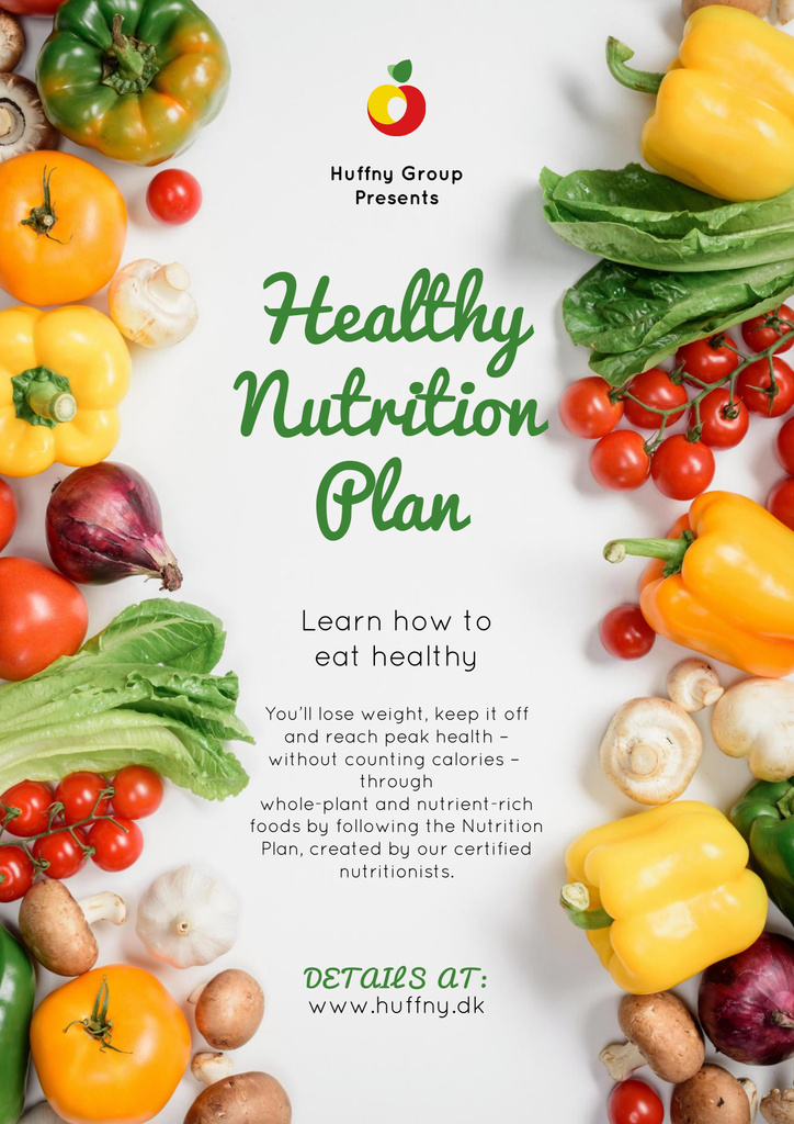 Healthy Nutrition Plan with Raw Vegetables Poster tervezősablon