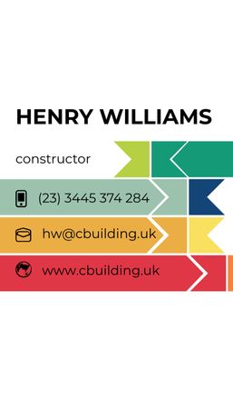 Constructor Service Offer Business Card US Vertical Design Template