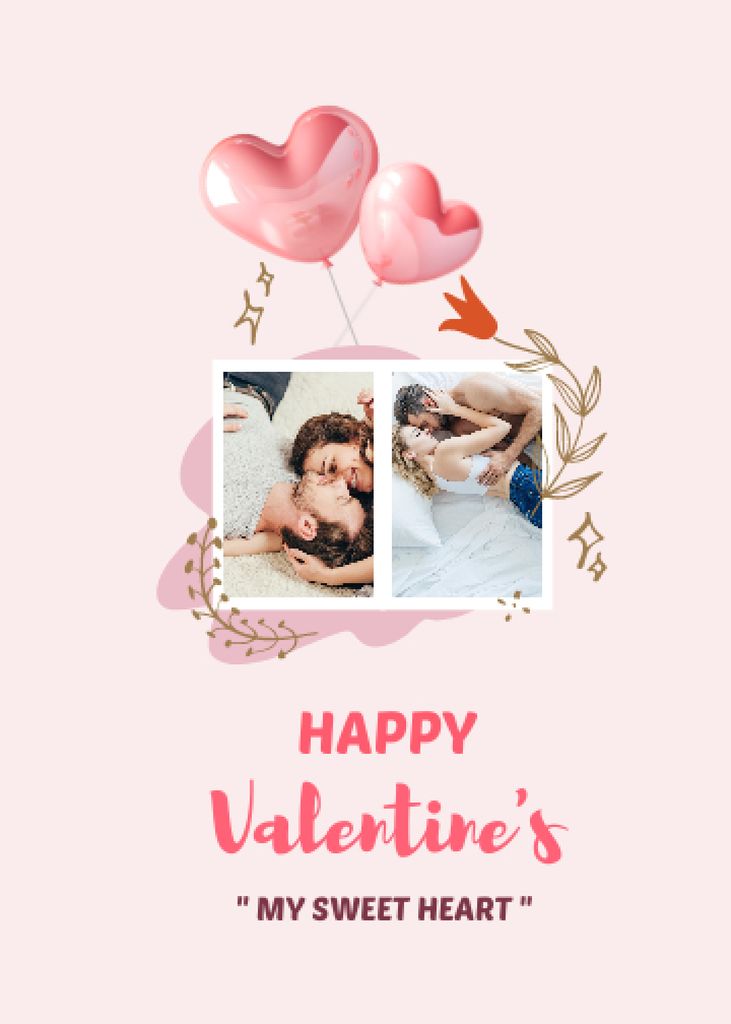 Plantilla de diseño de Happy Valentine's Day with Cute Couple in Bed Invitation 