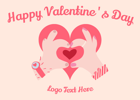 Template di design Saluti di San Valentino pieni d'amore con mani femminili e maschili Card