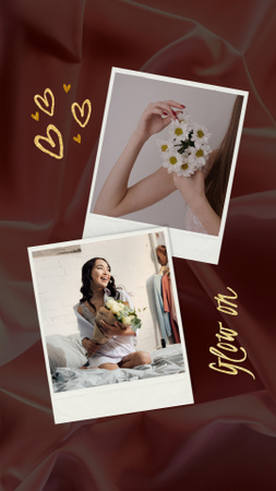 Beauty Inspiration with Girl holding Tender Flowers Instagram Video Story Modelo de Design