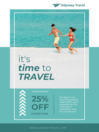 Szablon projektu Oferta zniżek na wakacje na plaży Poster US