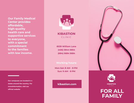 Family Medical Center Services Ad in Pink Brochure 8.5x11in Design Template