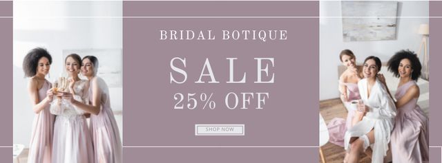 Bridal Boutique Sale Offer With Dresses Facebook cover Design Template