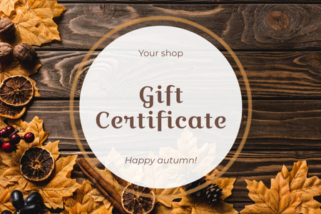 Exclusive Autumn Sale Announcement Gift Certificate Design Template
