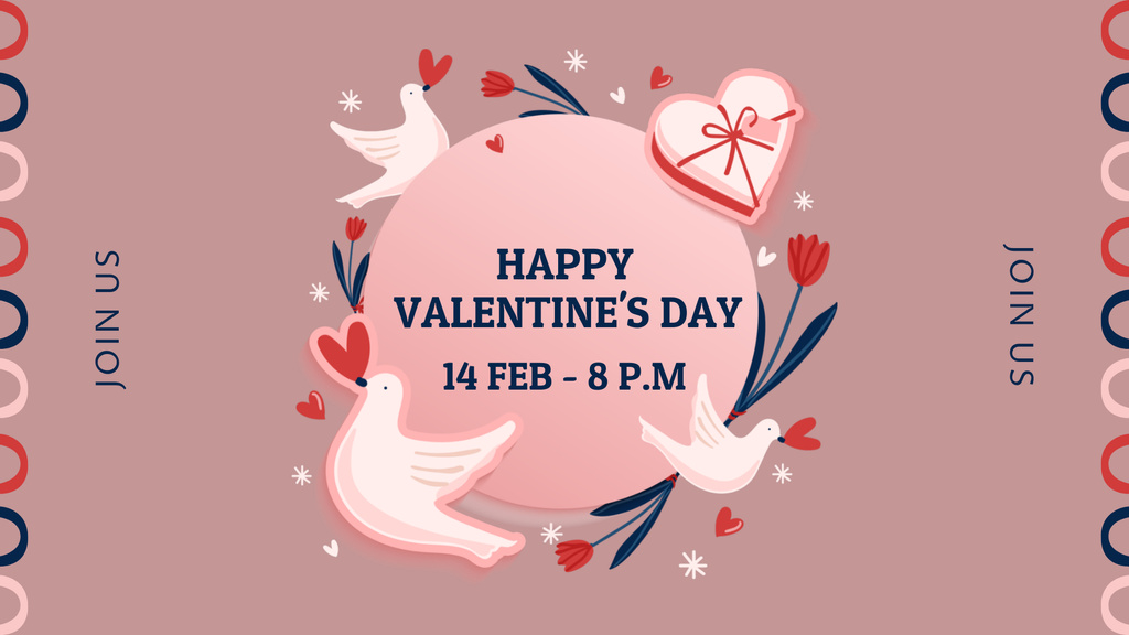 Valentine's Day Event Invitation FB event coverデザインテンプレート