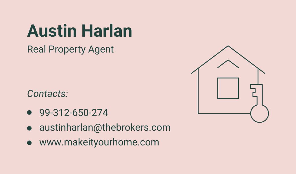 Real Property Agent Services Offer in Pink Business card Tasarım Şablonu